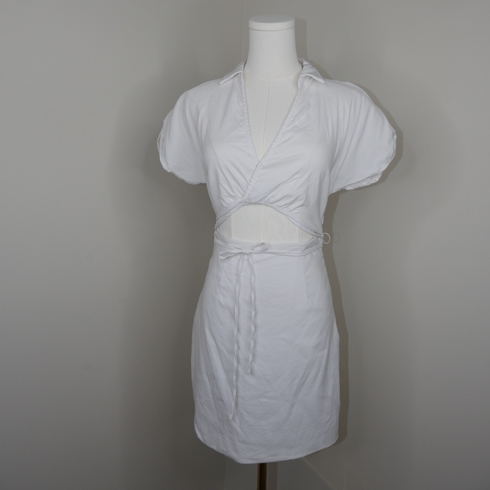 Do + Be White Collared Cutout Dress
